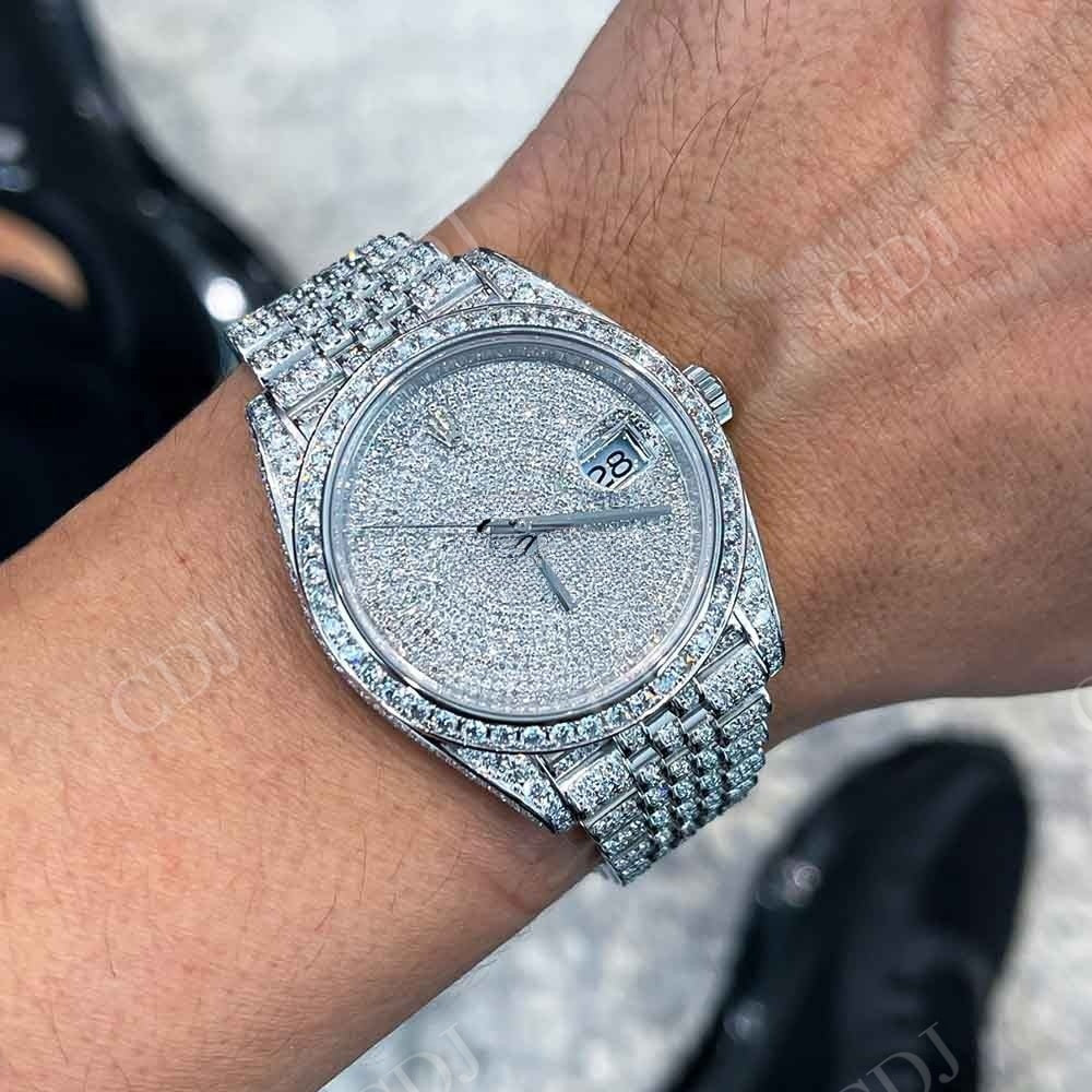 Buss Down Moissanite Custom Rolex Watch hip hop jewelry customdiamjewel