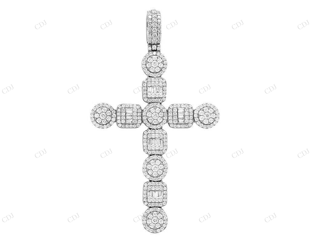 2.6 Inch Lab Grown Diamond 10K Gold Cross Pendant Hip Hop Pendent CustomDiamJewel