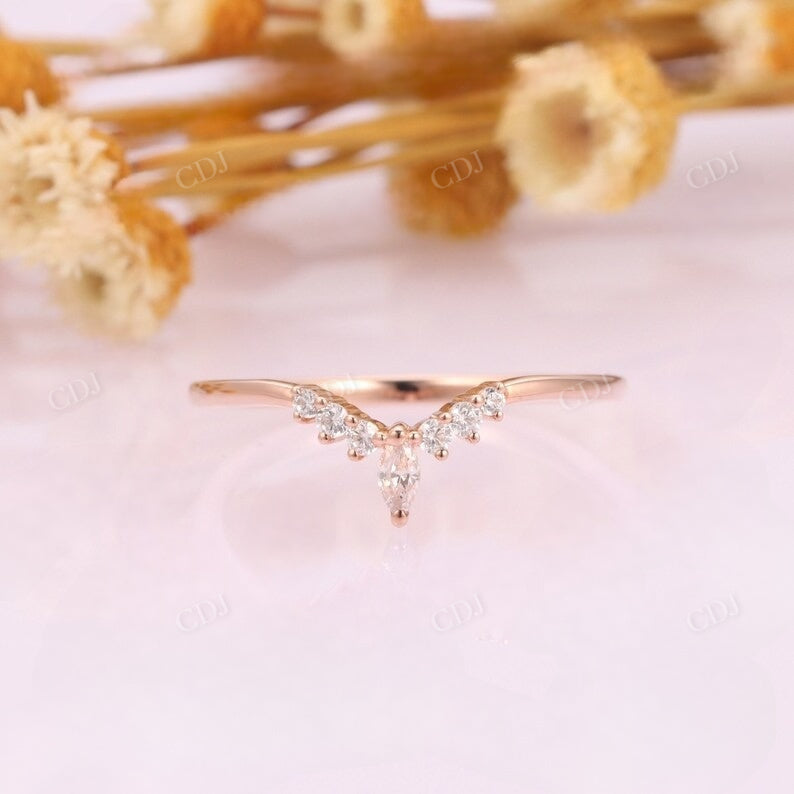 0.17CTW Marquise And Round Curved Wedding Band Wedding Band customdiamjewel   