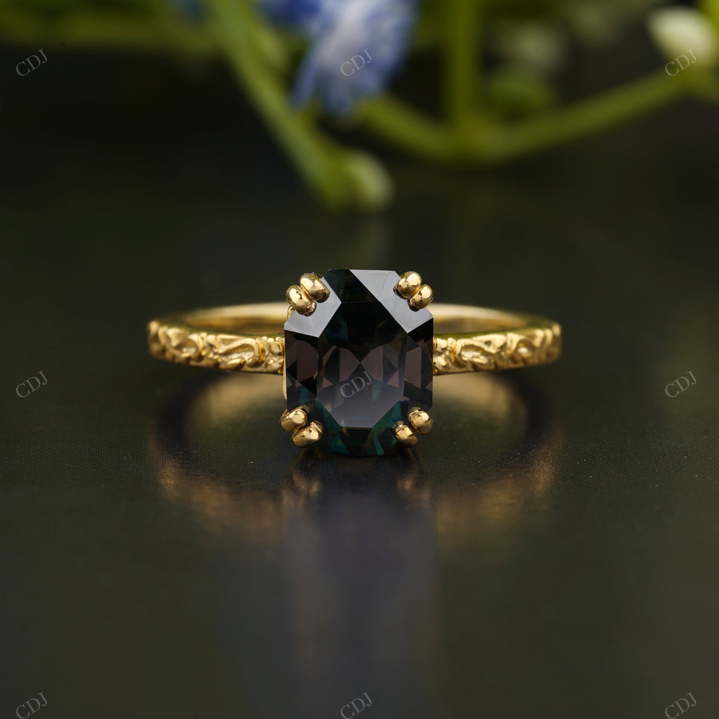 Black Moissanite Gold Engagement Ring