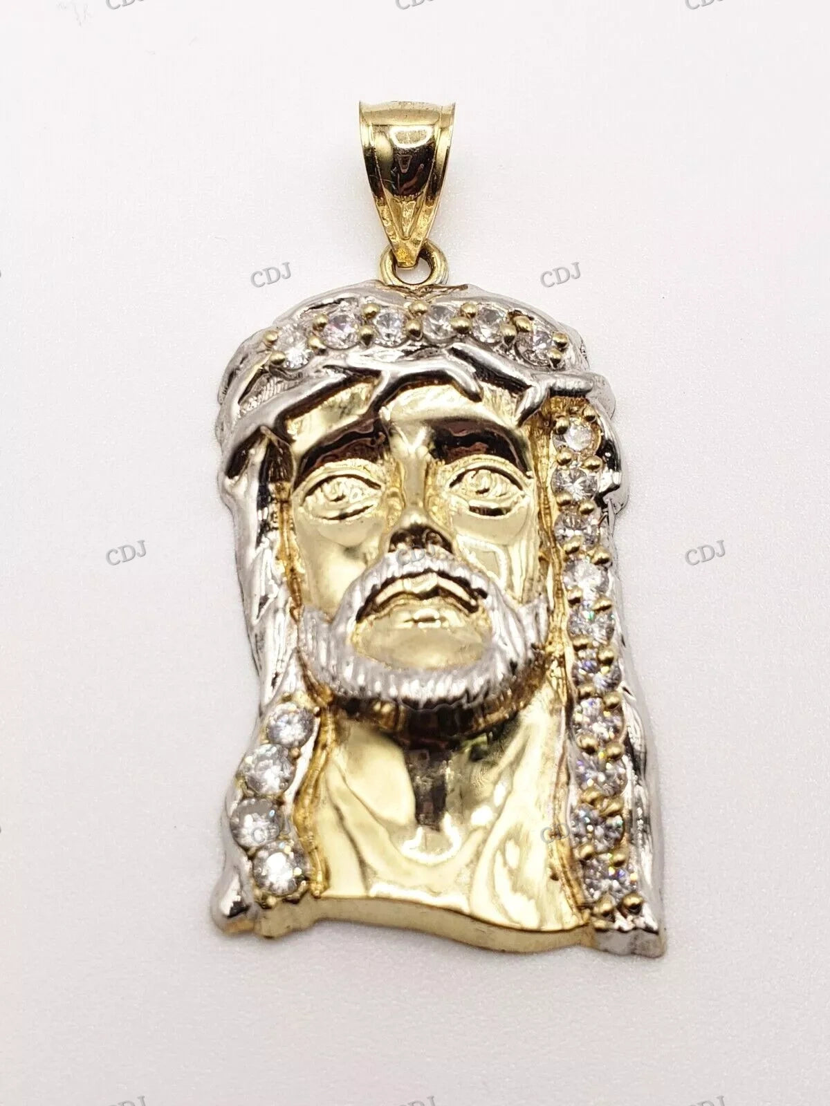 Two Tone Gold Plated Jesus Face Pendant hip hop jewelry CustomDiamJewel