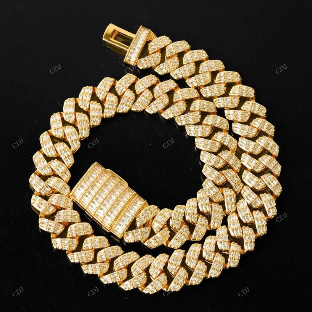Baguette Moissanite Cuban Link Chain For Unisex CustomDiamJewel