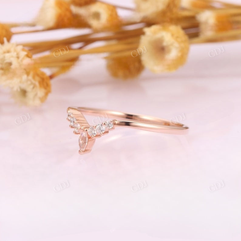 0.17CTW Marquise And Round Curved Wedding Band Wedding Band customdiamjewel   