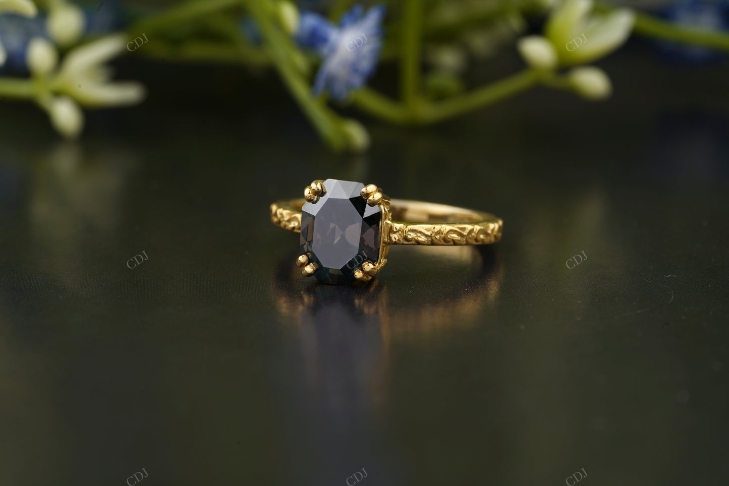 Black Moissanite Gold Engagement Ring