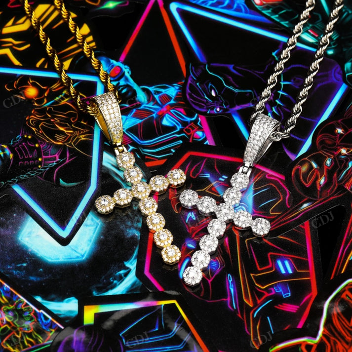 Iced Out Moissanite Custom Cross pendant hip hop jewelry CustomDiamJewel