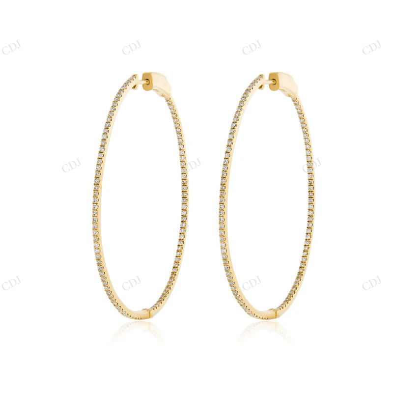 1.05CTW Gold Platted Moissanite Diamond Hoop Earrings Stud earrings CustomDiamJewel