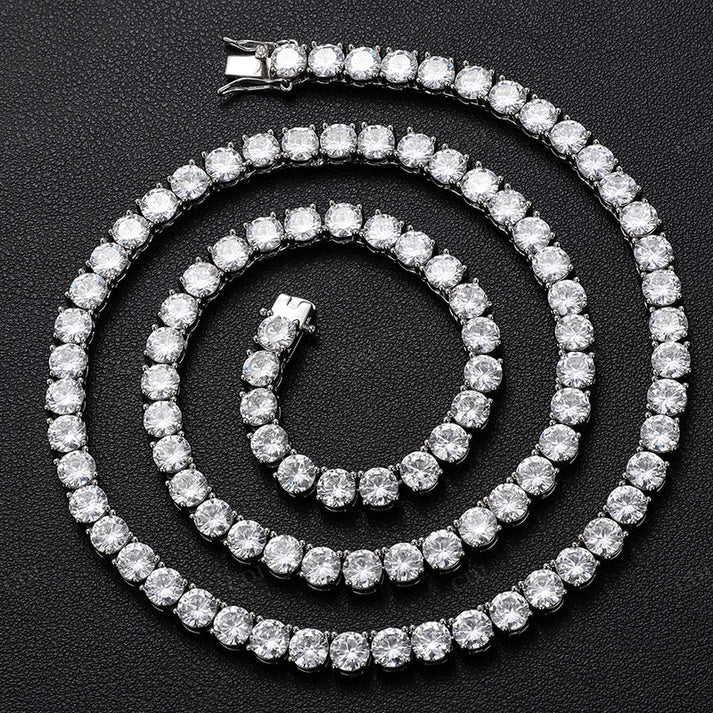 3mm Round Cut VVS Moissanite S925 Tennis Chain hip hop jewelry CustomDiamJewel
