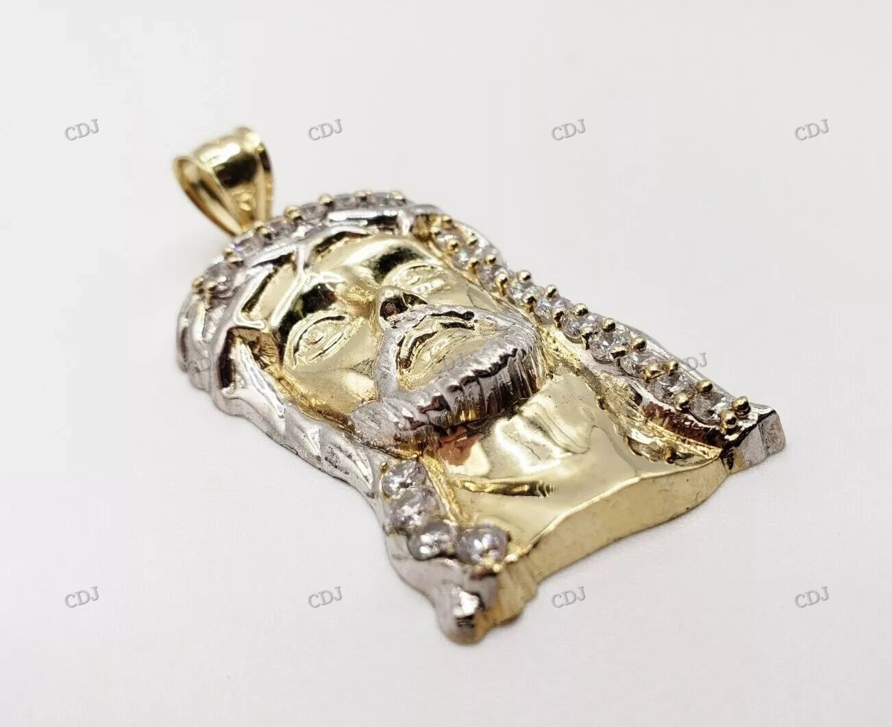 Two Tone Gold Plated Jesus Face Pendant hip hop jewelry CustomDiamJewel