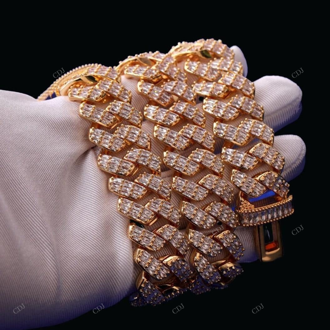Baguette Moissanite Cuban Link Chain For Unisex CustomDiamJewel