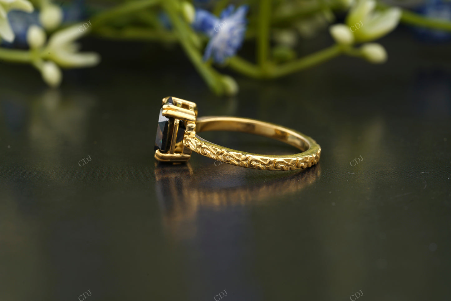 Black Moissanite Gold Engagement Ring