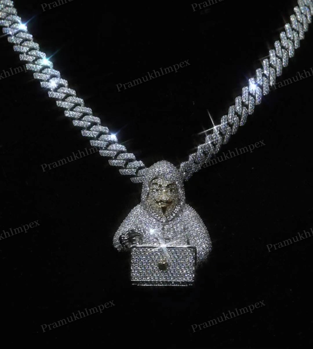 Mens Customs Hip Hop Iced Out Two Tone Pave Gold Plated Pendant hip hop jewelry CustomDiamJewel   