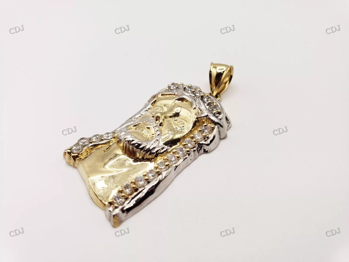 Two Tone Gold Plated Jesus Face Pendant hip hop jewelry CustomDiamJewel