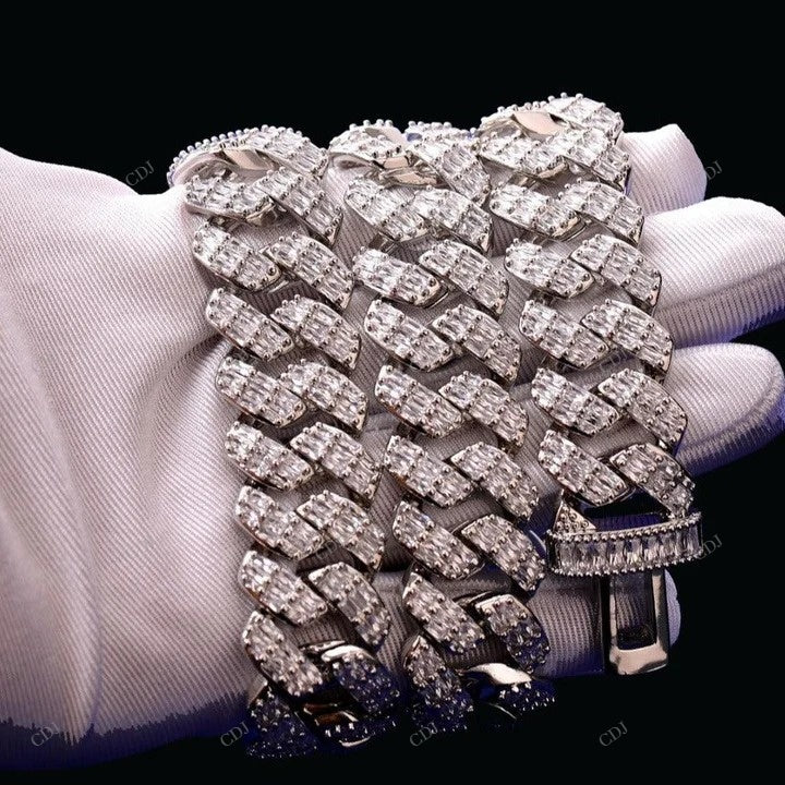 Baguette Moissanite Cuban Link Chain For Unisex CustomDiamJewel