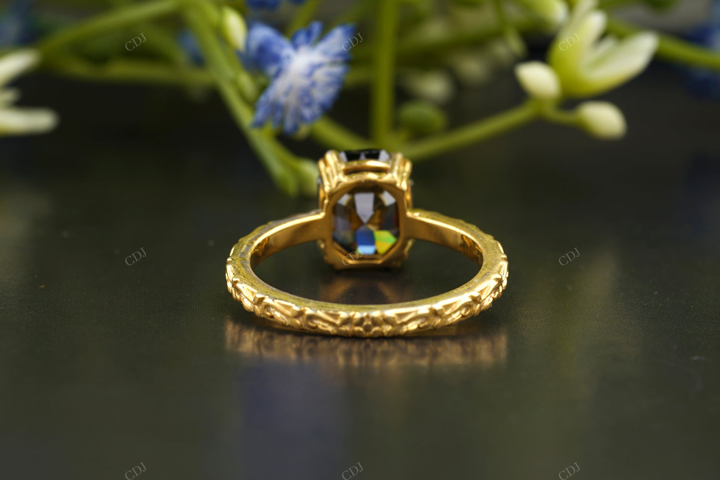 Black Moissanite Gold Engagement Ring