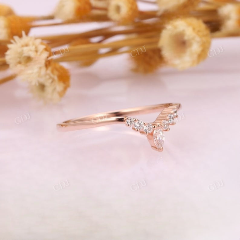 0.17CTW Marquise And Round Curved Wedding Band Wedding Band customdiamjewel   