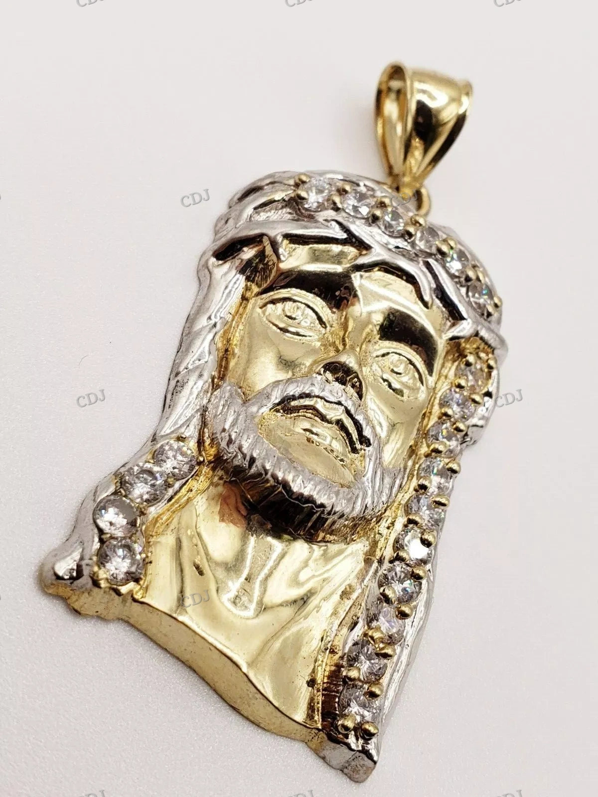 Two Tone Gold Plated Jesus Face Pendant hip hop jewelry CustomDiamJewel