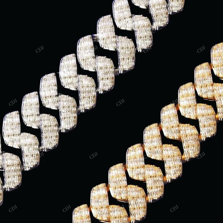 Baguette Moissanite Cuban Link Chain For Unisex CustomDiamJewel