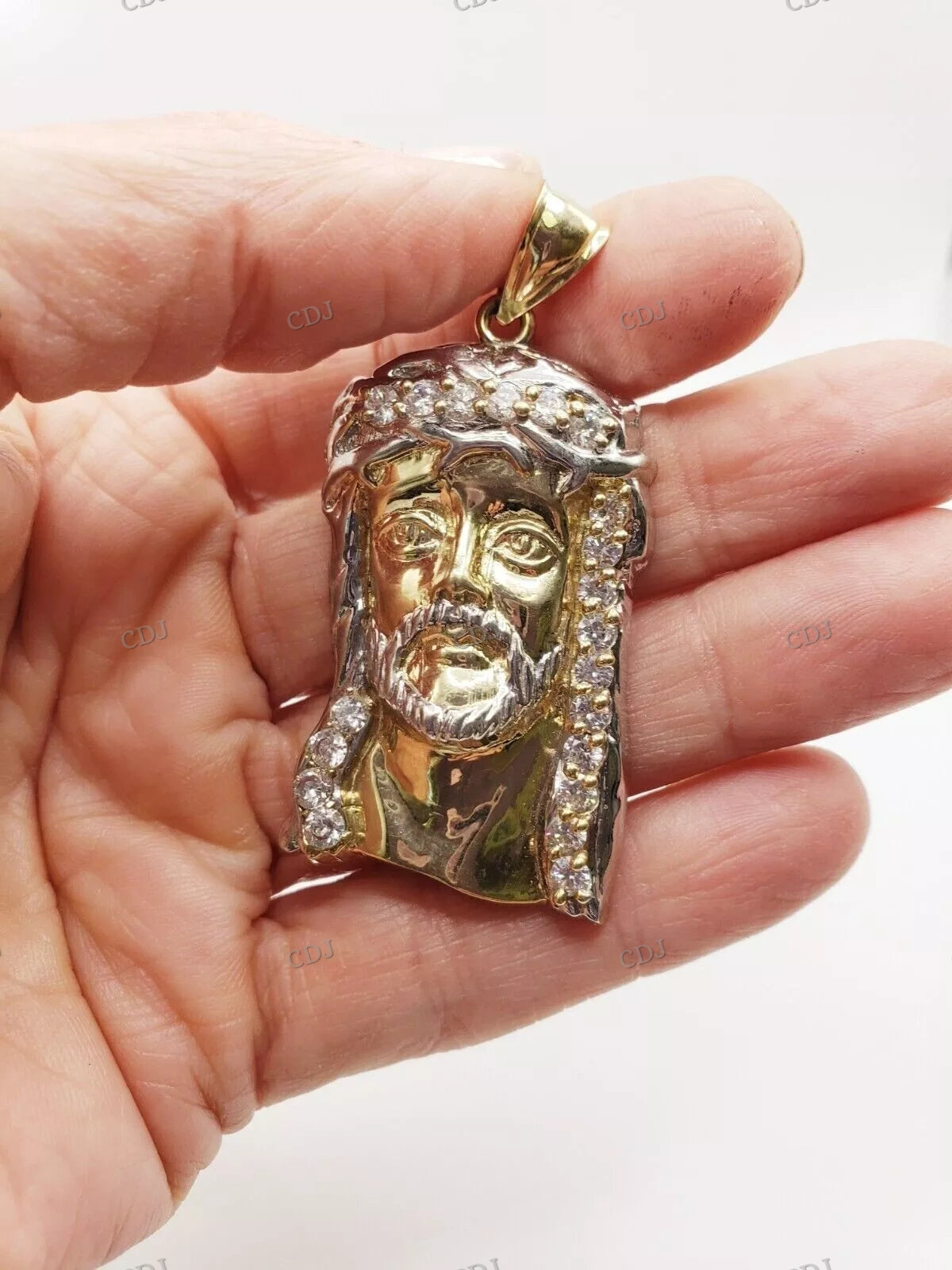 Two Tone Gold Plated Jesus Face Pendant hip hop jewelry CustomDiamJewel