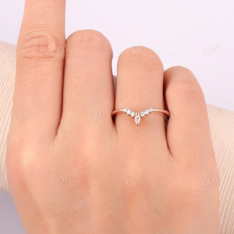 0.17CTW Marquise And Round Curved Wedding Band Wedding Band customdiamjewel   