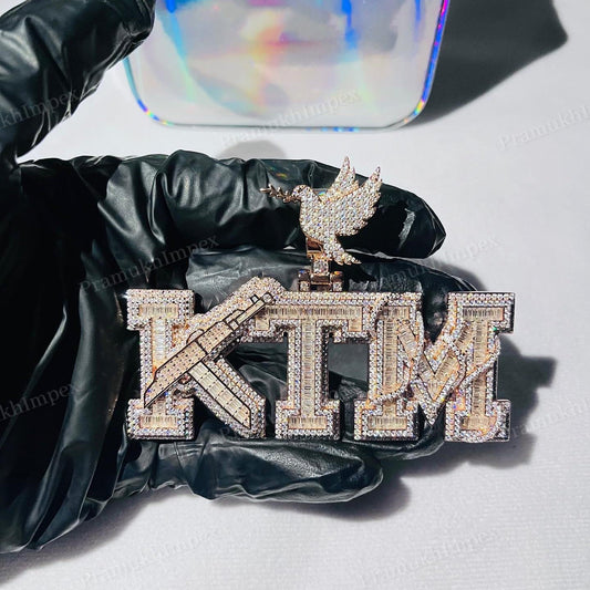 Baguette Diamond 3D Gold Plated Customized Pendant hip hop jewelry CustomDiamJewel   