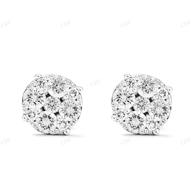 0.73CTW Sterling Silver Moissanite Diamond Studs Earrings Stud earrings CustomDiamJewel