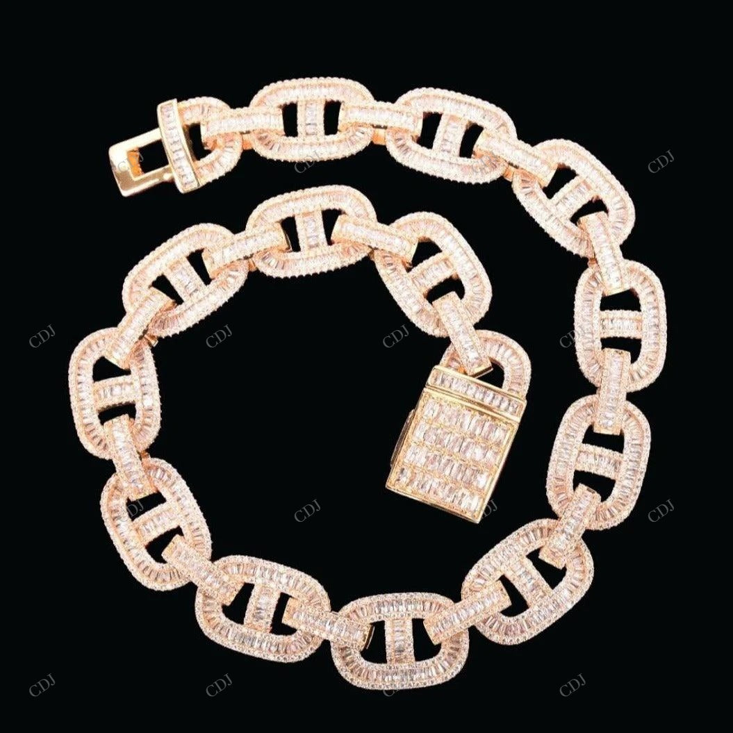 VVS Moissanite White Gold Chain Gift For Mens CustomDiamJewel