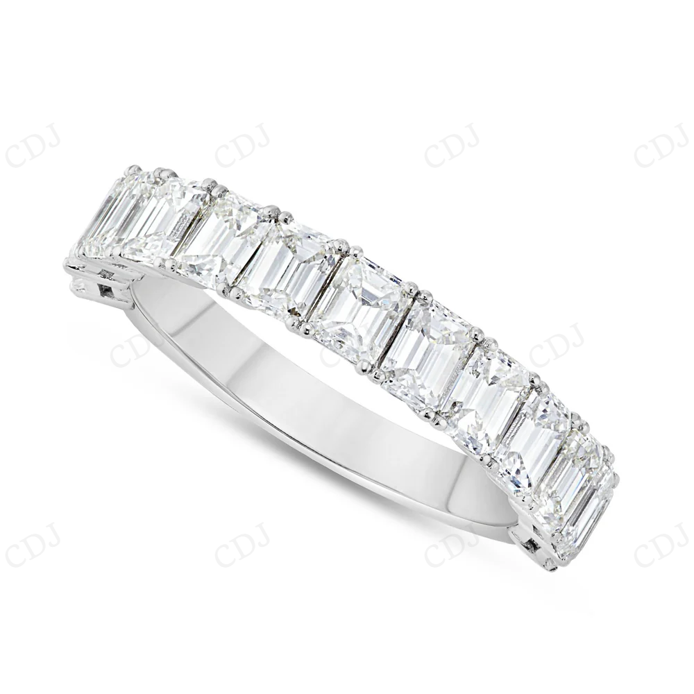 10Kt White Gold Moissanite Baguette Half Eternity Ring hip hop jewelry CustomDiamJewel
