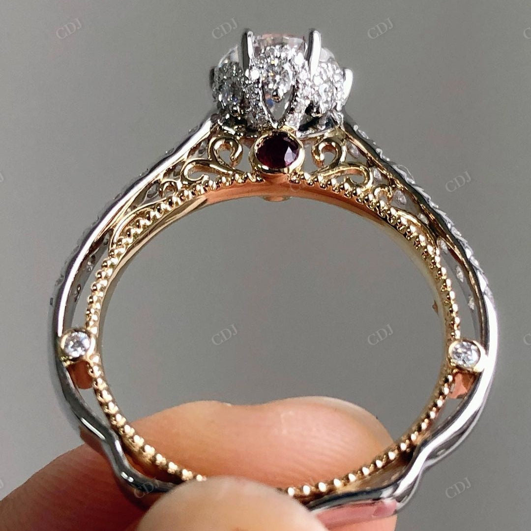 Two Tone Antique Moissanite Anniversary Ring