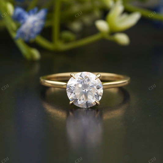 Round Cut Thin Band Solitaire Ring