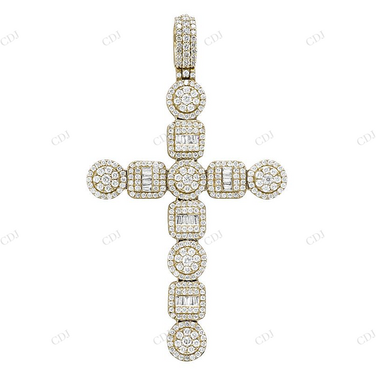 2.6 Inch Lab Grown Diamond 10K Gold Cross Pendant Hip Hop Pendent CustomDiamJewel