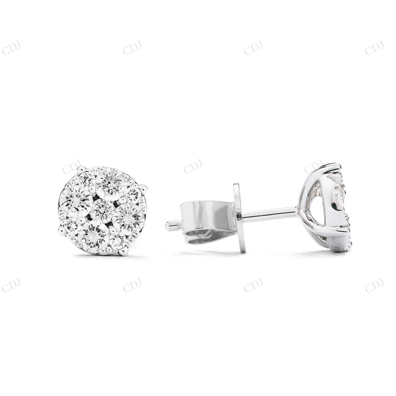 0.73CTW Sterling Silver Moissanite Diamond Studs Earrings Stud earrings CustomDiamJewel