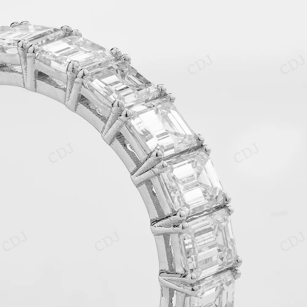 10Kt White Gold Moissanite Baguette Half Eternity Ring hip hop jewelry CustomDiamJewel
