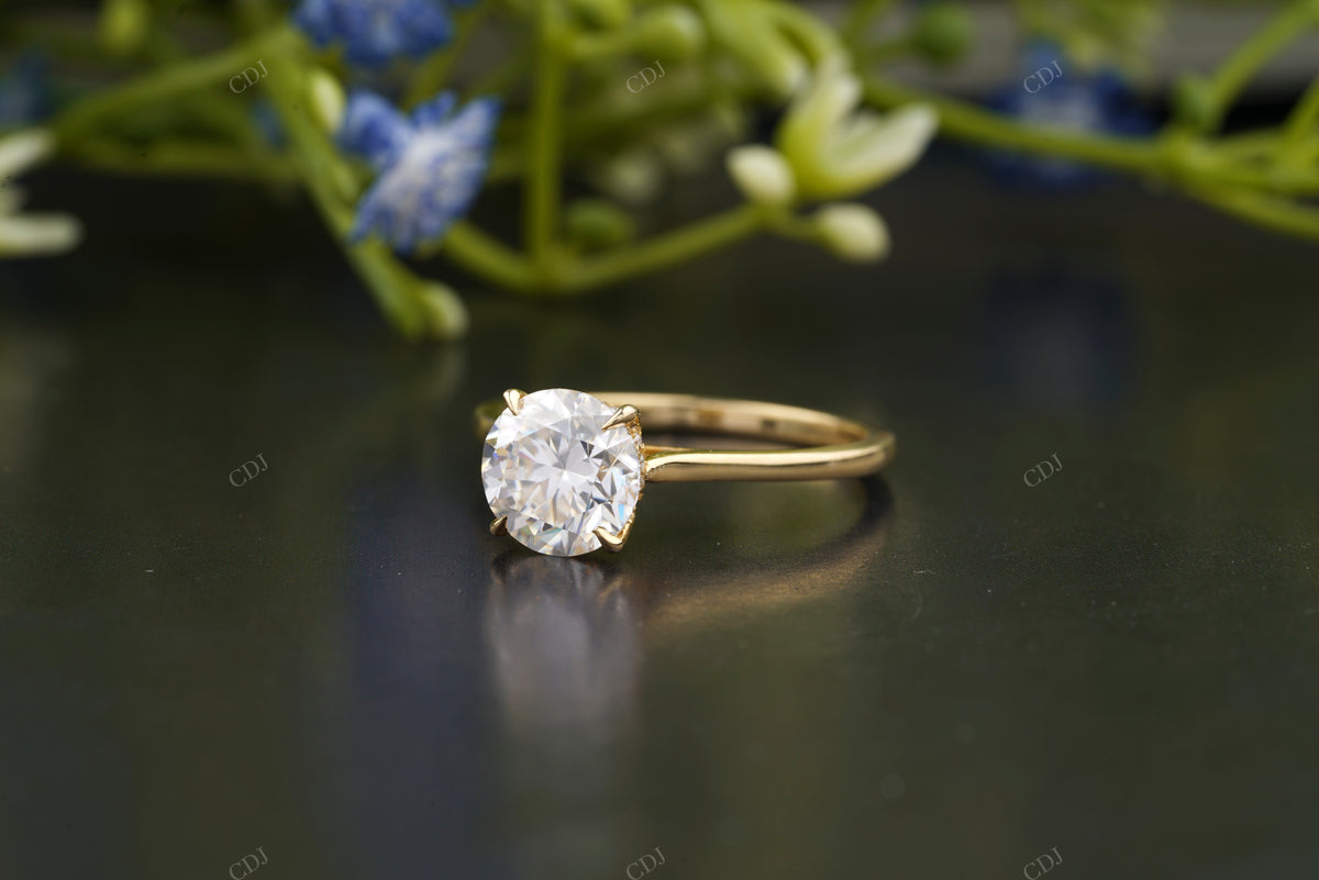 Round Cut Thin Band Solitaire Ring customdiamjewel