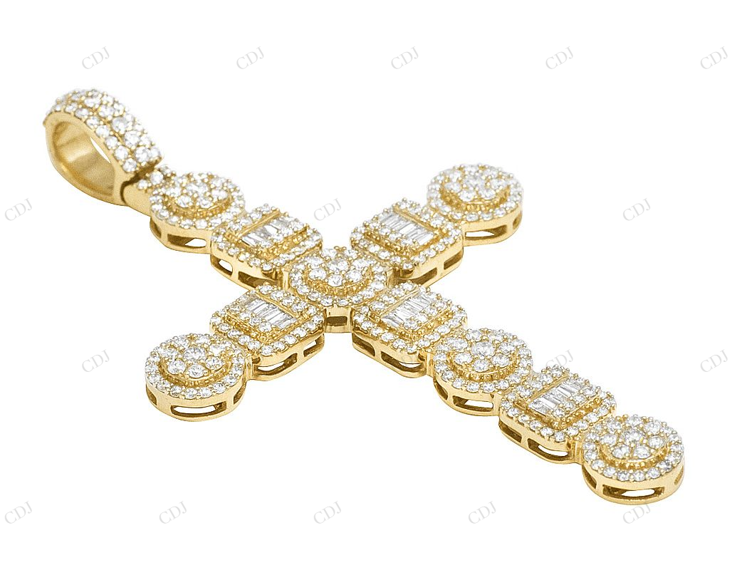 2.6 Inch Lab Grown Diamond 10K Gold Cross Pendant Hip Hop Pendent CustomDiamJewel