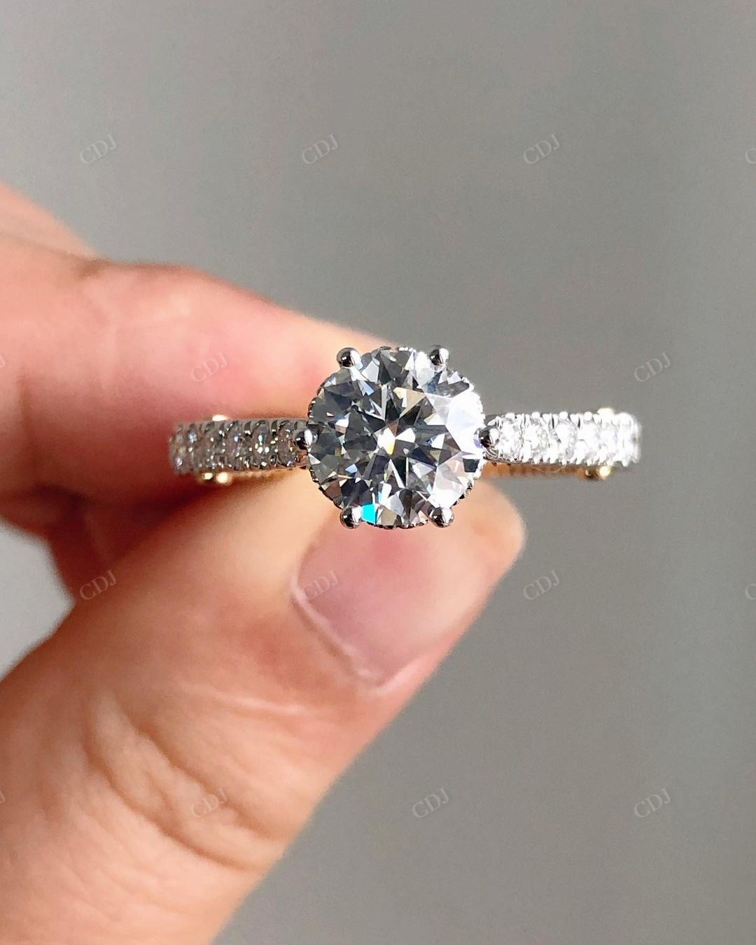 Two Tone Antique Moissanite Anniversary Ring