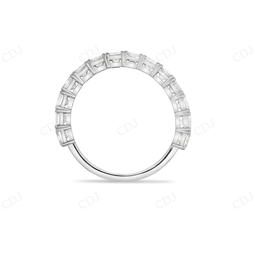 10Kt White Gold Moissanite Baguette Half Eternity Ring hip hop jewelry CustomDiamJewel