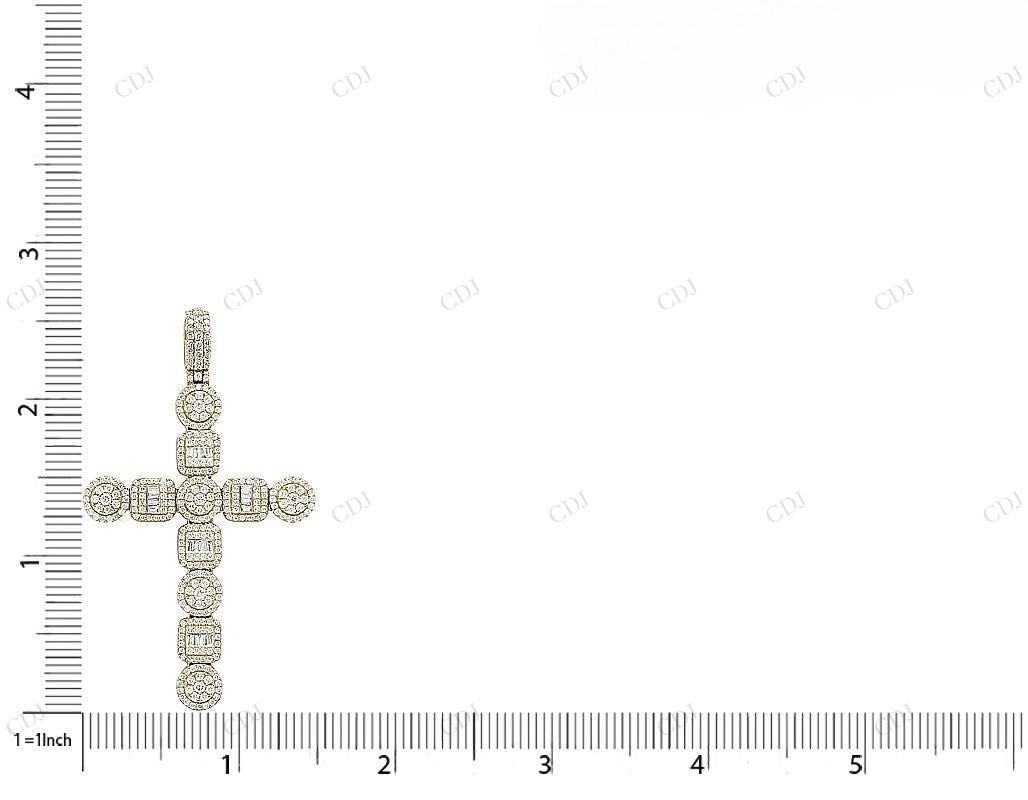 2.6 Inch Lab Grown Diamond 10K Gold Cross Pendant Hip Hop Pendent CustomDiamJewel