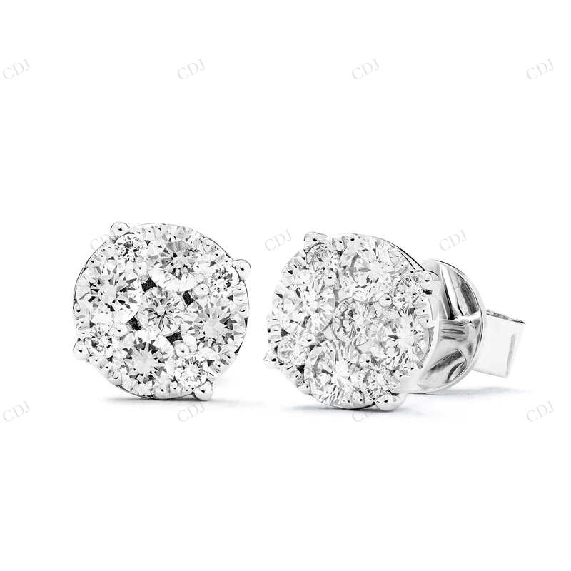 0.73CTW Sterling Silver Moissanite Diamond Studs Earrings Stud earrings CustomDiamJewel