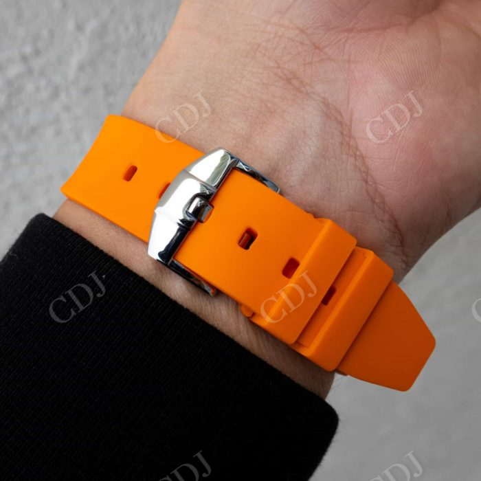 Orange Rubber Belt Custom Rolex Watches Manufacturer customdiamjewel
