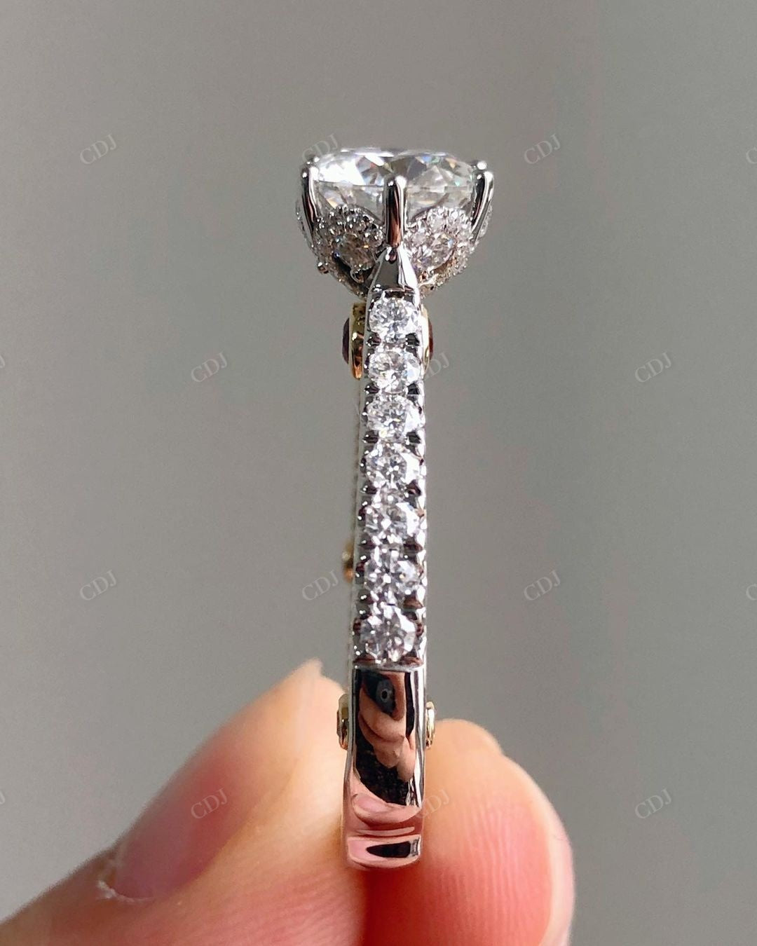 Two Tone Antique Moissanite Anniversary Ring