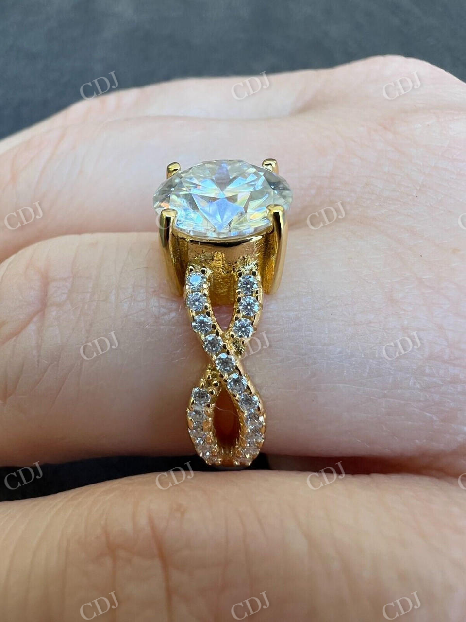 Round Cut Moissanite Engagement Infinity Ring  customdiamjewel   