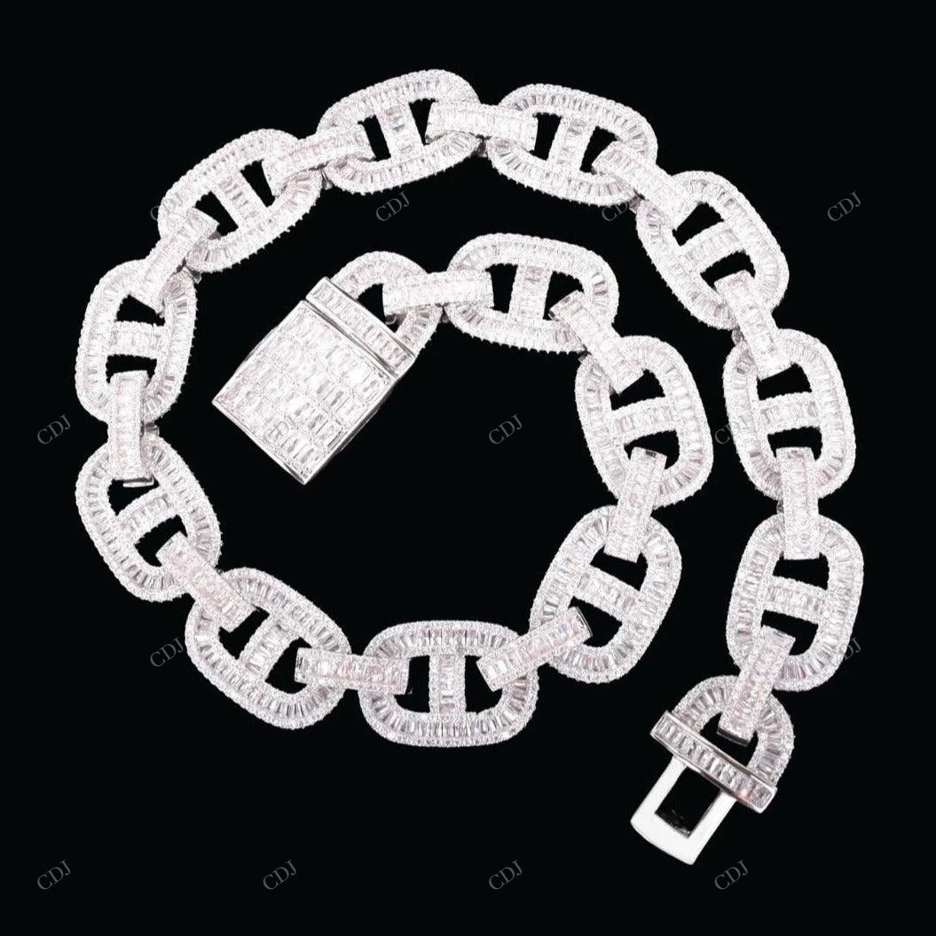 VVS Moissanite White Gold Chain Gift For Mens CustomDiamJewel