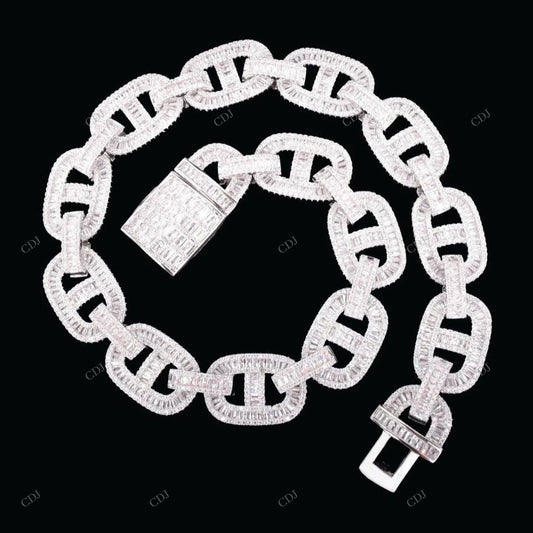 VVS Moissanite White Gold Chain Gift For Mens CustomDiamJewel