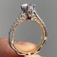 Two Tone Antique Moissanite Anniversary Ring
