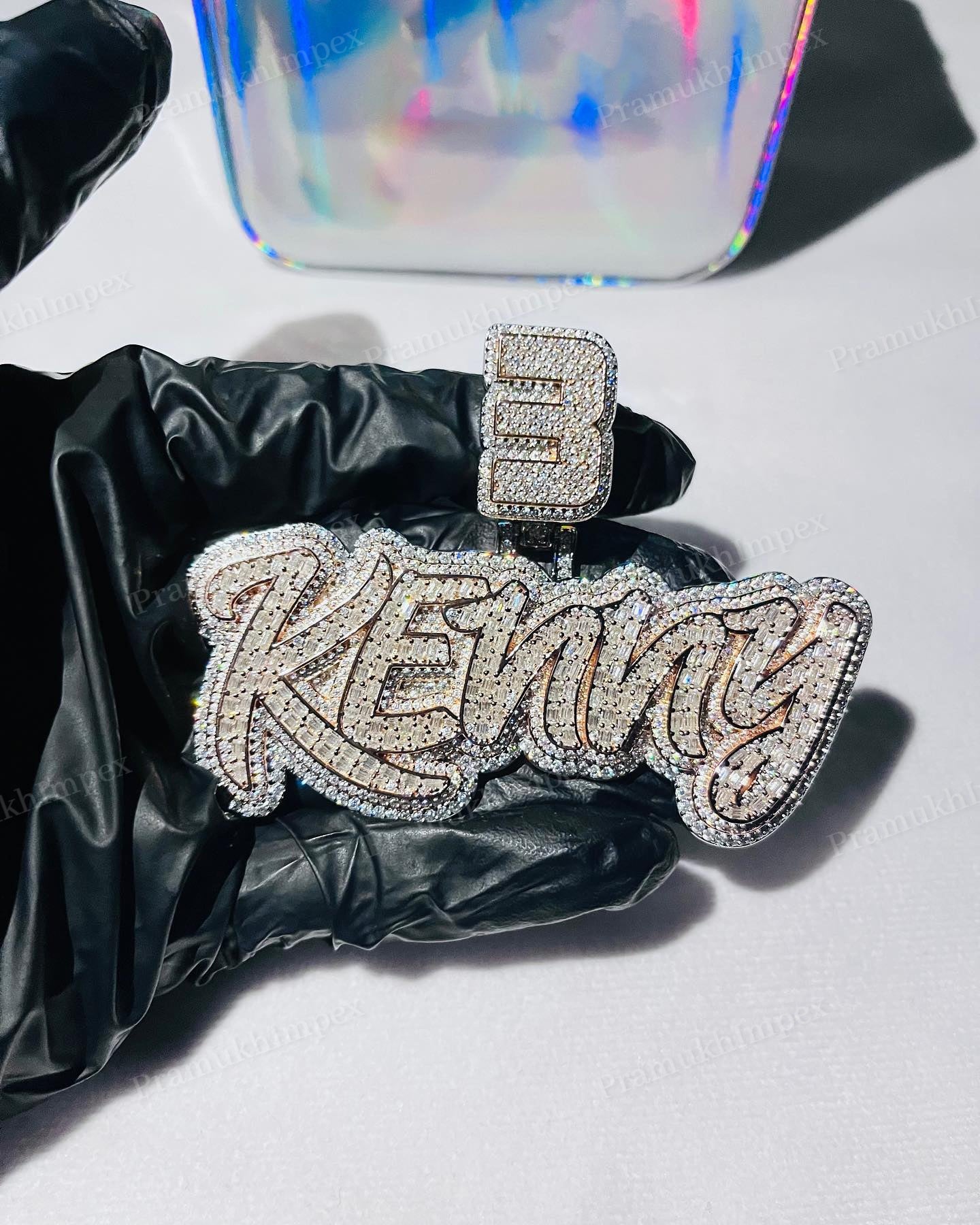 Baguette Diamond 3D Gold Plated Customized Pendant hip hop jewelry CustomDiamJewel   
