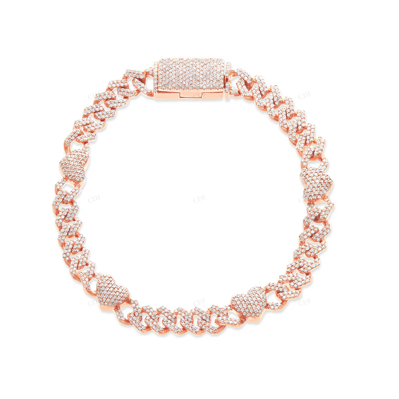 14K Gold VVS Moissanite Hip Hop Cuban Link Chain Bracelet CustomDiamJewel