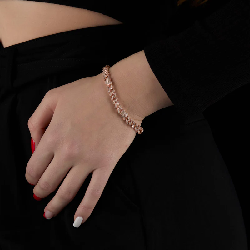 14K Gold VVS Moissanite Hip Hop Cuban Link Chain Bracelet CustomDiamJewel