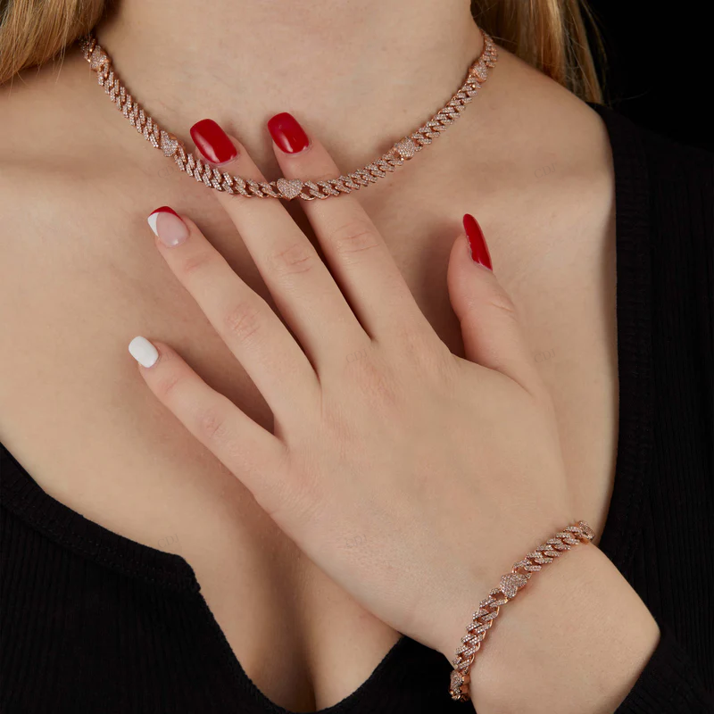 14K Gold VVS Moissanite Hip Hop Cuban Link Chain Bracelet CustomDiamJewel