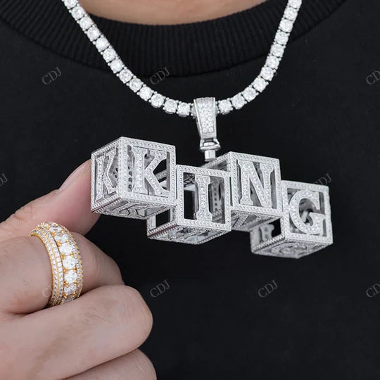 925 Sterling Silver Custom Baby Black full Iced out Diamond Letter pendant hip hop jewelry CustomDiamJewel