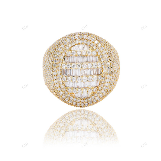 14K Gold Iced Out Baguette Moissanite Dome Ring hip hop jewelry customdiamjewel